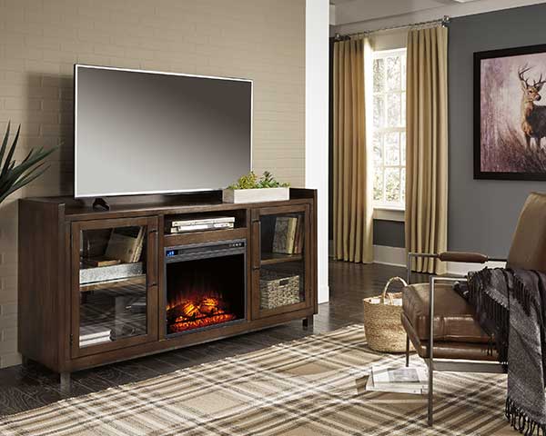 Electric Fireplace TV Stands - 70" Wood Brown