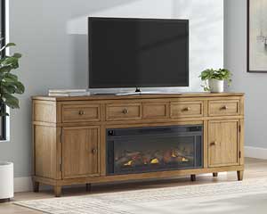 81" Fireplace TV Stand Light Brown