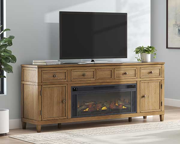 81" Fireplace TV Stand Light Brown