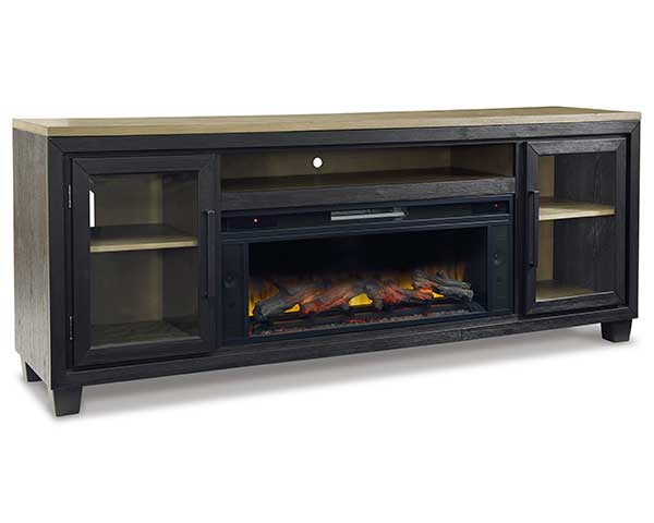 83" Fireplace TV Stand Black Brown second view