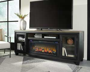 83" Fireplace TV Stand Black Brown