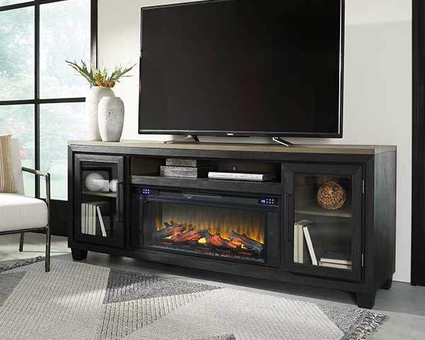 83" Fireplace TV Stand Black Brown