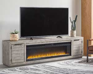 92" Fireplace TV Stand Gray
