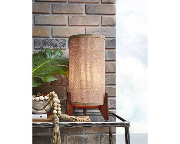 Wood Table Lamp In Brown