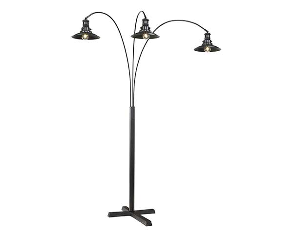 Metal Floor Lamp With 3 Lights Black second view