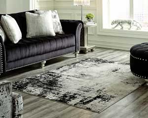 Area Rug 8' X 10' Black-Cream-Gray