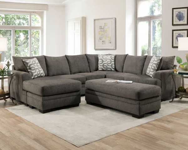 Sectional With Ottoman 2 Piece Baily Charcoal Sectional With Ottoman 2 Piece Baily Charcoal