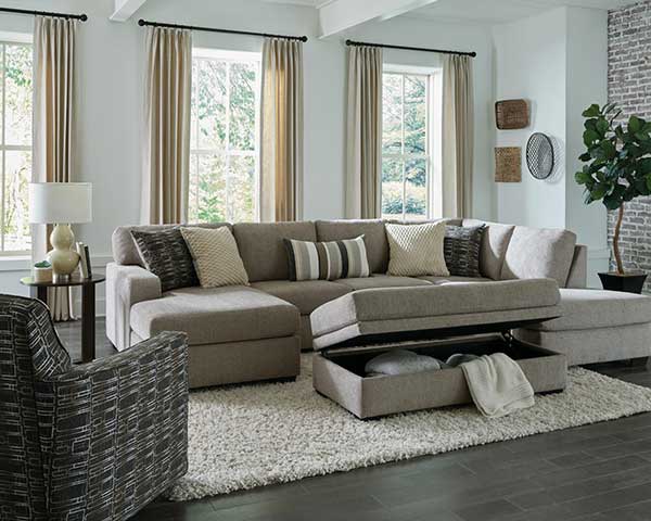 Sectional With Storage Ottoman 3 Piece Pewter second view