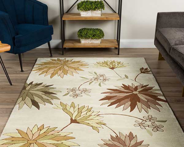 Durable Poly-Acrylic Living Room Rugs In Ivory