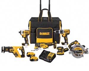 Power Tool Combo Kit With Drill, Impact Driver, Compact Reciprocating Saw, Circular Saw, Oscillating Multi-Tool, & Sander