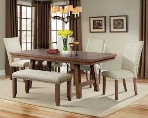 Dining Table With 4 Chairs & Bench Brown