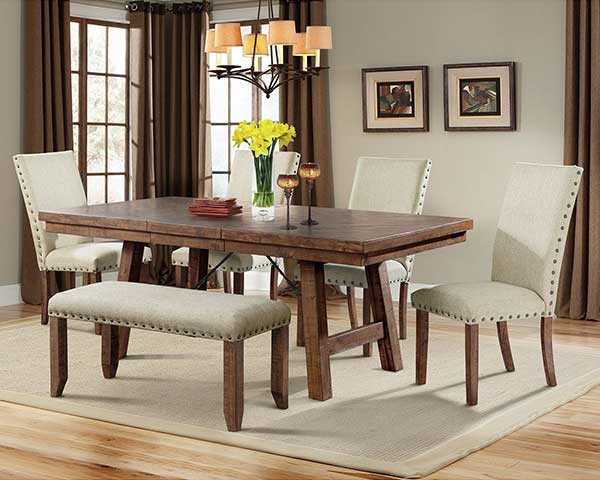 Dining Table With 4 Chairs & Bench Brown