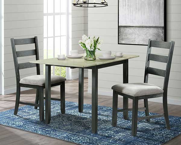 Drop Leaf Table With 2 Chairs Black-Cream