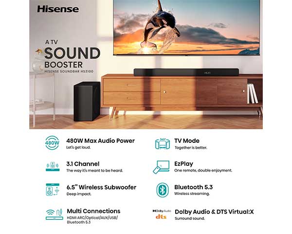 Soundbar With Sub 480W 3.1 Channel second view