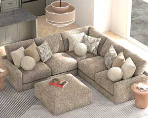 rent to own Sofa Sectional 3 Piece Brown in Lawrence, KS.