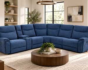 rent to own Reclining Sectional 6 Piece Indigo in Lawrence, KS