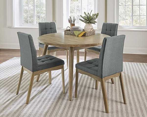 Dining Table Round Set With  Oak Finish