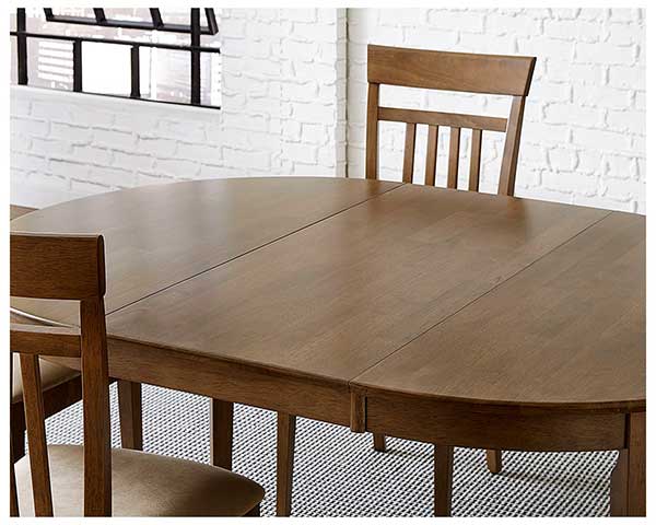 Wood Round Dining Table That Extends With 6 Chairs & Bench Grey second view