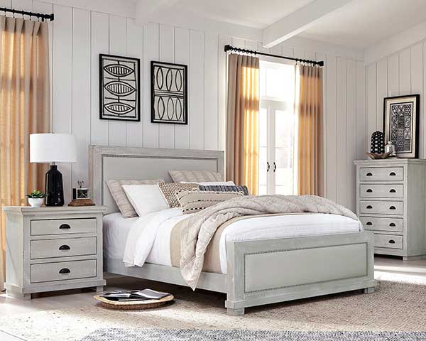 Queen Bed - Bedroom Furniture In Grey Chalk