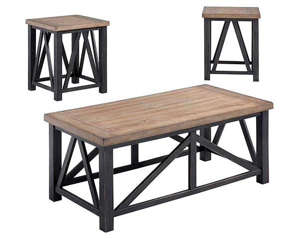 Dark Brown Modern Farmhouse Coffee Table & One End Table