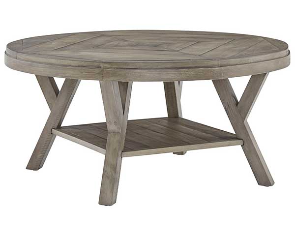 Coffee Table & End Table Wood Round Light Gray