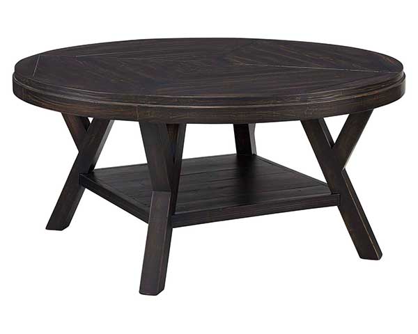 Coffee Table With One End Table Wood Round Black Pepper