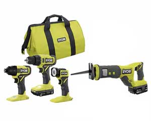 Tool Kit With Drill, Impact, Rec Saw, C-Saw, Mtool, & Light