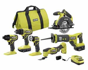 Tool Kit With Drill, Impact, Rec Saw, C-Saw, Mtool, & Light