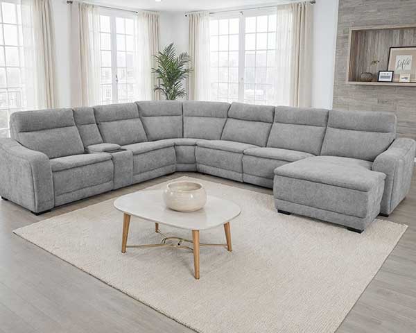 7 Piece Power Sectional That Reclines Grey second view
