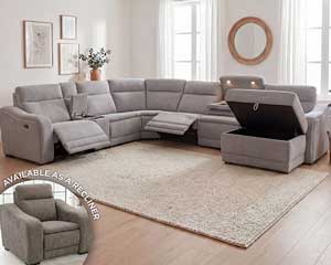 rent to own 7 Piece Power Sectional That Reclines Grey in Lawrence, KS