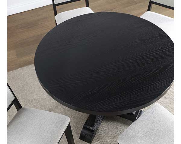 Black-Grey Round Dining Table With 4 Chairs second view