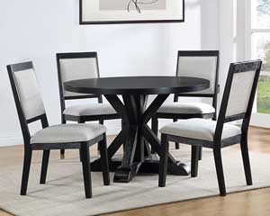 Black-Grey Round Dining Table With 4 Chairs