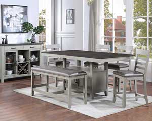 Counter-Height Dining Table With 4 Chairs Wood Gray Brown