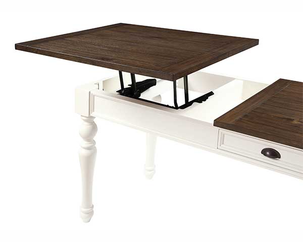 Desk With Lift Top Ivory-Mocha second view