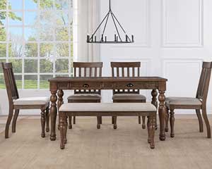 Dining Table With 4 Chairs & Bench Wood Brown furniture Ottawa KS