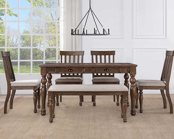 Dining Table With 4 Chairs & Bench Wood Brown Dining Table With 4 Chairs & Bench Wood Brown
