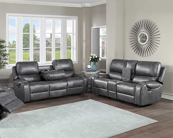 Sofa & Loveseat Faux-Leather Gray