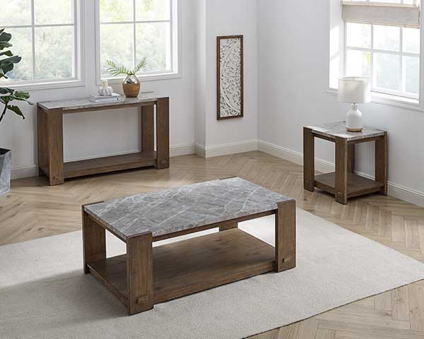Wood Coffee Table Stone Grey