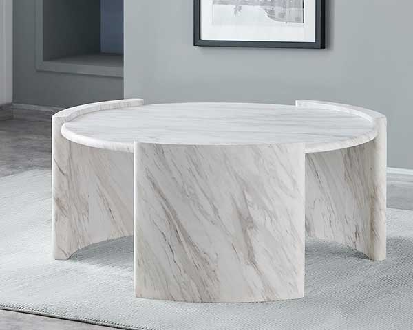 Coffee Table With Faux-Marble Top Light Grey second view