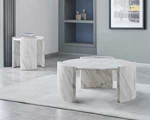 Coffee Table With Faux-Marble Top Light Grey