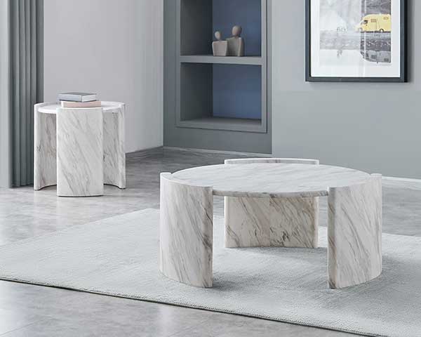 Coffee Table With Faux-Marble Top Light Grey Coffee Table With Faux-Marble Top Light Grey