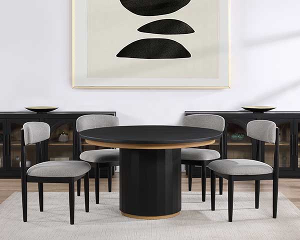 Round Wood Dining Table With 4 Chairs Black