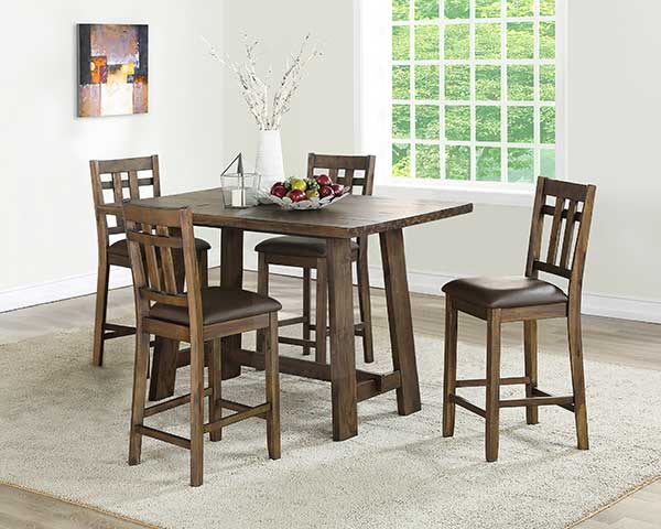 Wood Counter Height Dining Table With 4 Chairs