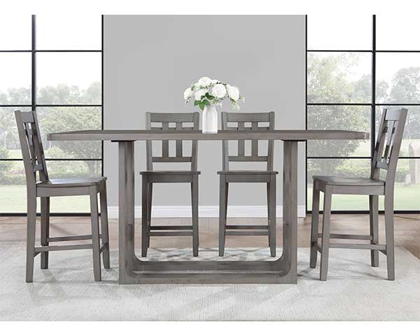 Grey Counter Height Rectangular Table With 4 Chairs second view