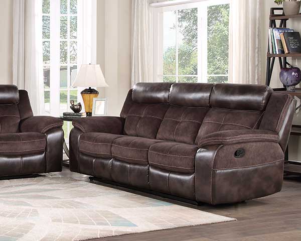Sofa With Recliner Set Dark Brown