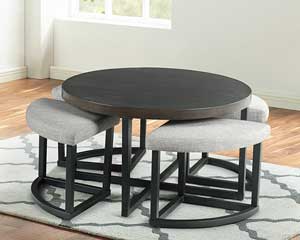 Coffee Table With Nesting Stools Walnut