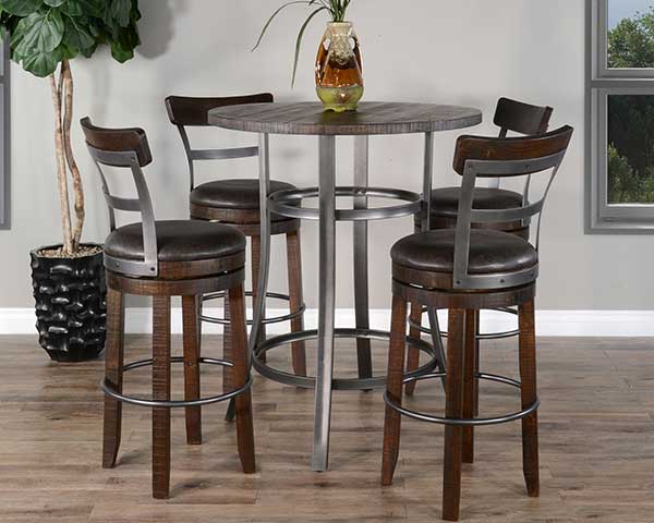 Round Table Dining Set - Pub Style Table Metal Wood