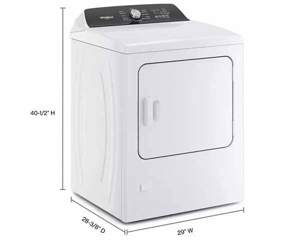 Electric Moisture Sensing Dryer with Steam 7' White second view